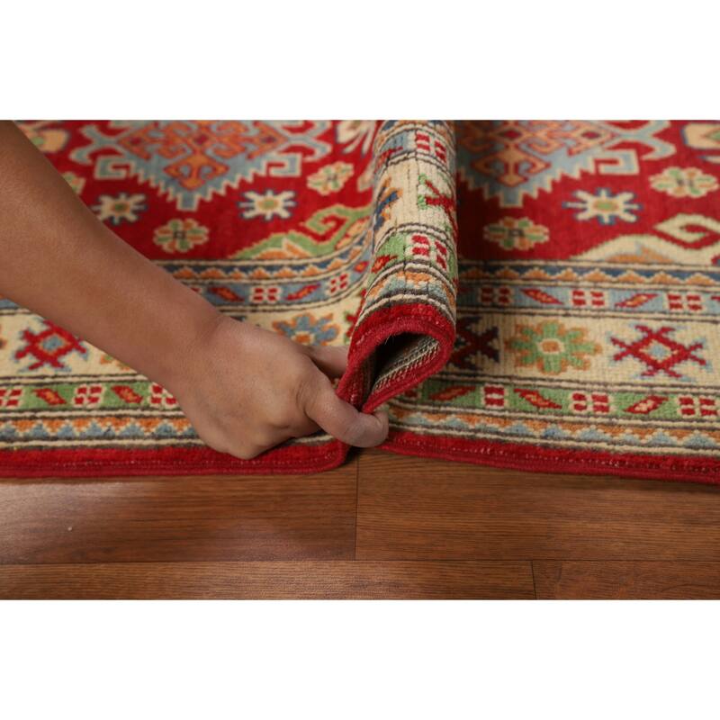 Red Kazak Foyer Rug Traditional Oriental Handmade Wool Carpet - 2'7"x 4'4"