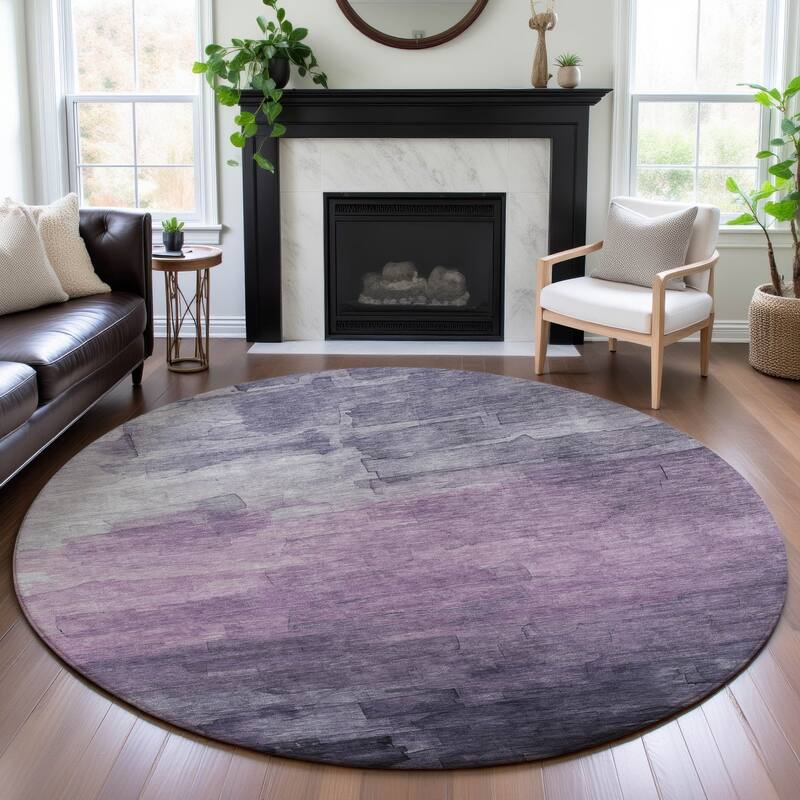 Premium Washable Super Soft Ombre Brushstrokes Mayfield Rug - Lavender - 8' x 8'