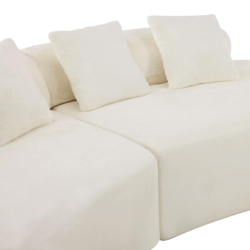 Modern And Simple Curved Flannelette Sofa.Creative Multi-Seater,With A Combination Of Pillows