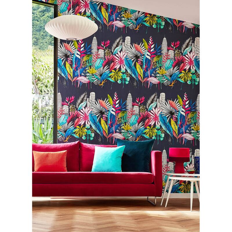 Sierra Indigo Urban Tropic Wallpaper