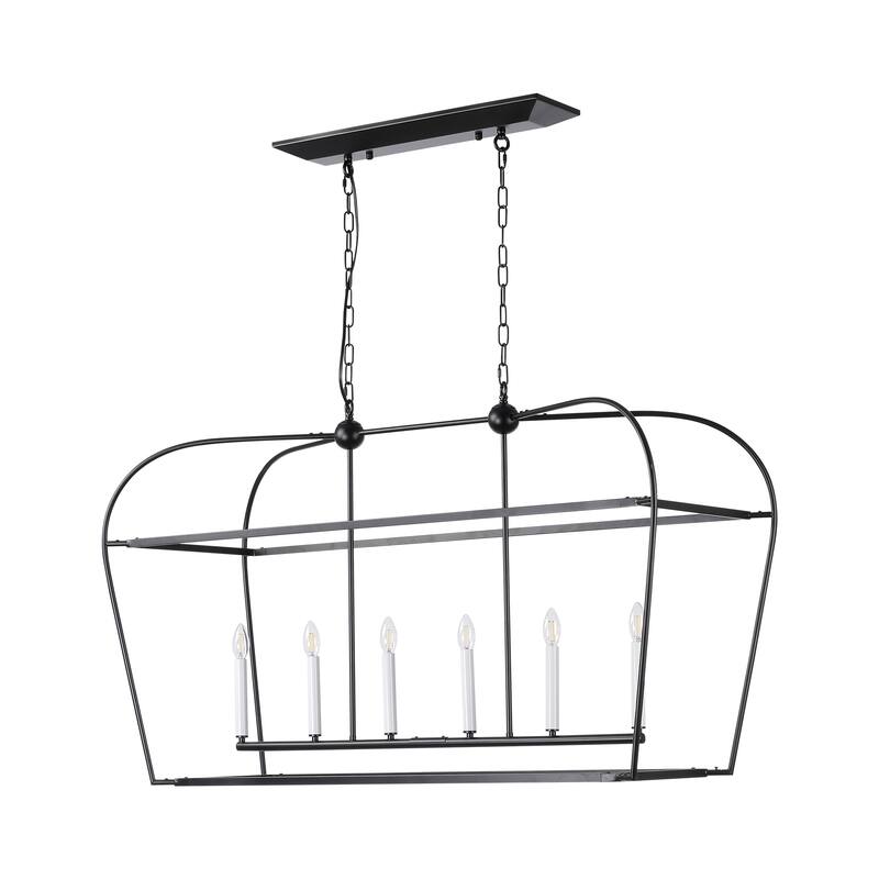 Linear Lantern 6-Light Foyer Debonair Island Chandelier Candle - N/A