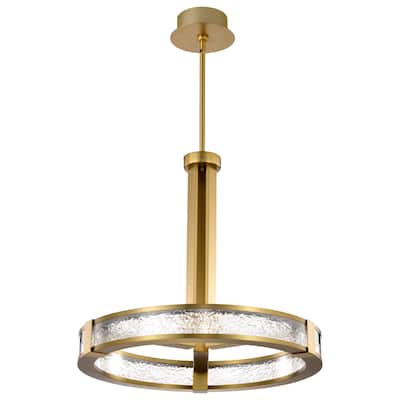 Darrow 24 Inch LED Pendant Vintage Brass Textured Acrylic Panels - Vintage Brass