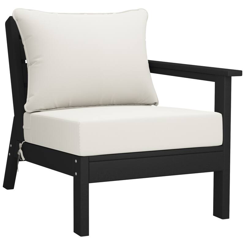 Birchwood All Weather HDPE Outdoor Patio Black Deep Seating Conversation Set (6-Piece Set)