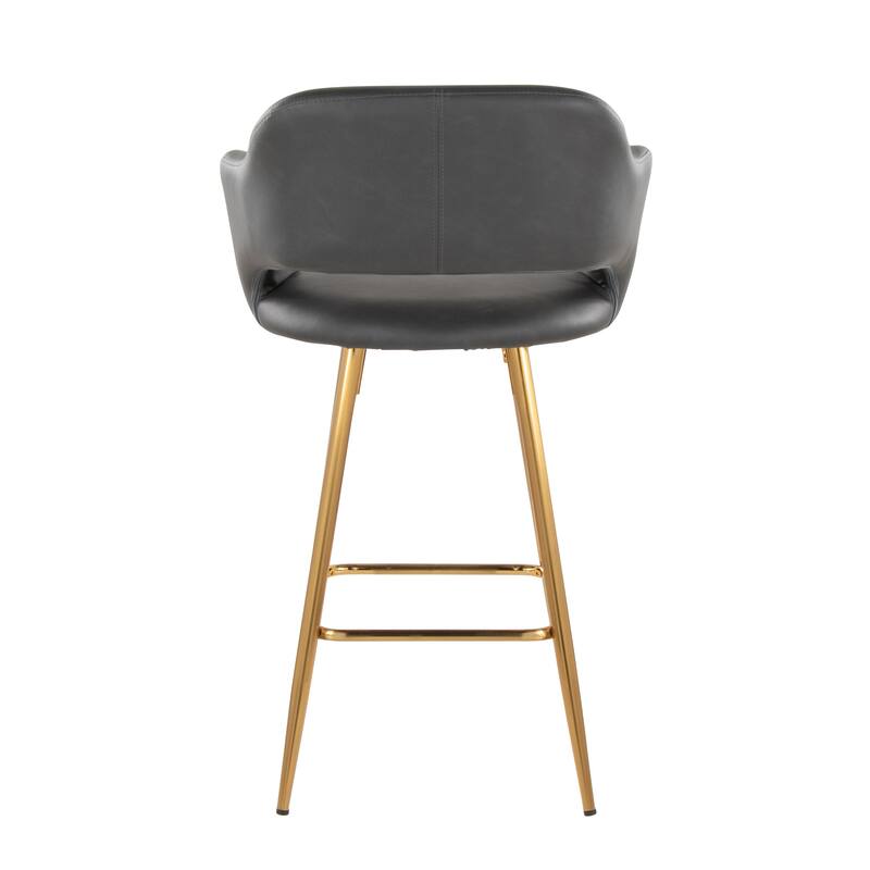 Porch & Den Vallen 26" Fixed-Height Faux Leather Counter Stool with Metal Legs & Square Footrest (Set of 2)