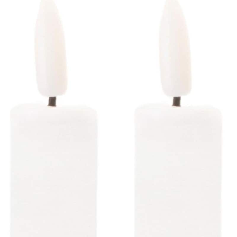 Set of Two White Flameless Taper Candles