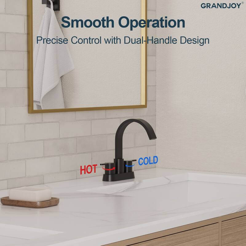 GRANDJOY Stainless Steel 6" Centerset Sink Faucet 2-Handle Waterfall Bathroom Faucet