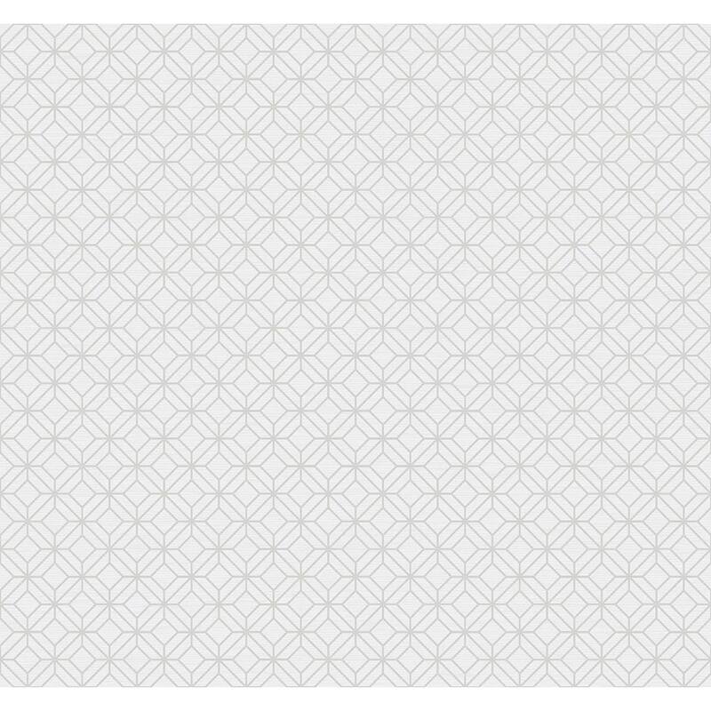Seabrook Designs Brynn Petite Geometric Unpasted Wallpaper - 27 in. W x 27 ft. L - Light Grey