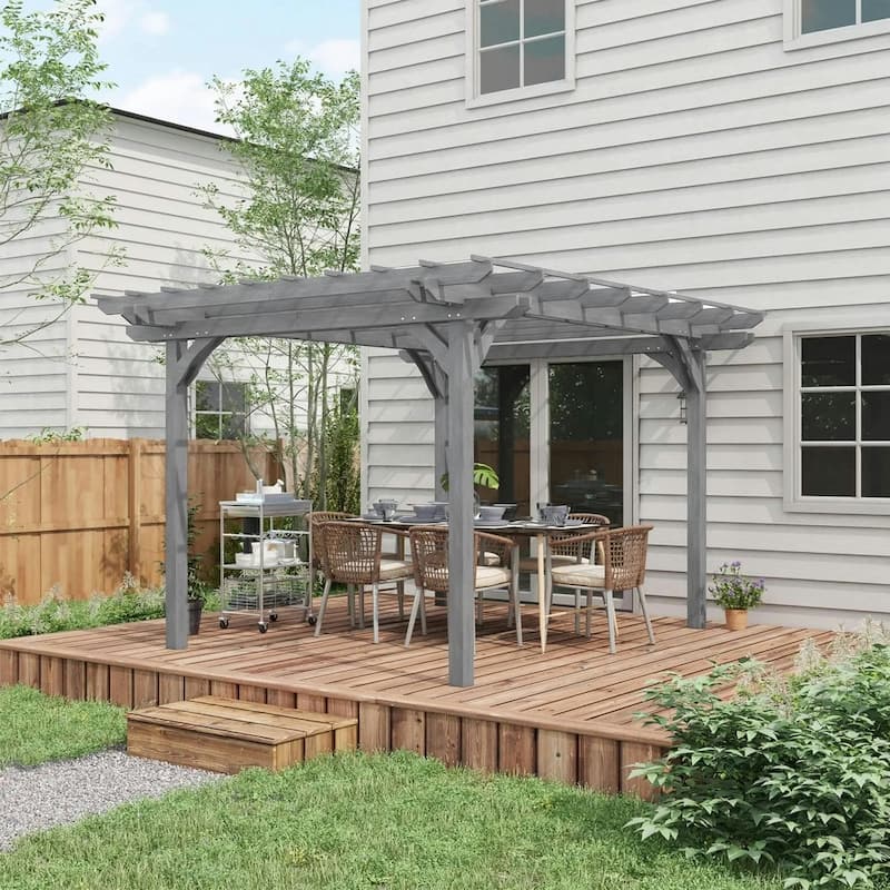 12'x10' Wooden Pergola,Outdoor Grape Gazebo for Garden,Patio,Backyard