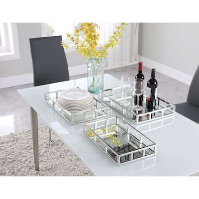 Somette Rectangular Stainless Steel Mirrored Nesting Trays - 20"x 13"