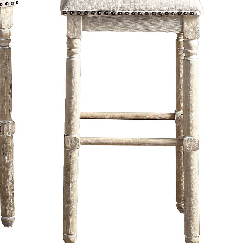 Wood Upholstered Bar Stools, Set of 2