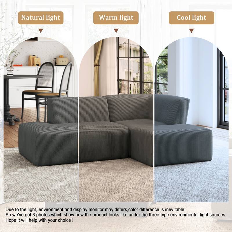 Oversized Corduroy Modular Sectional Fabric Sofa Set