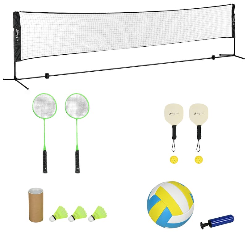 Soozier 17ft Portable All in One Badminton Set Pickleball and