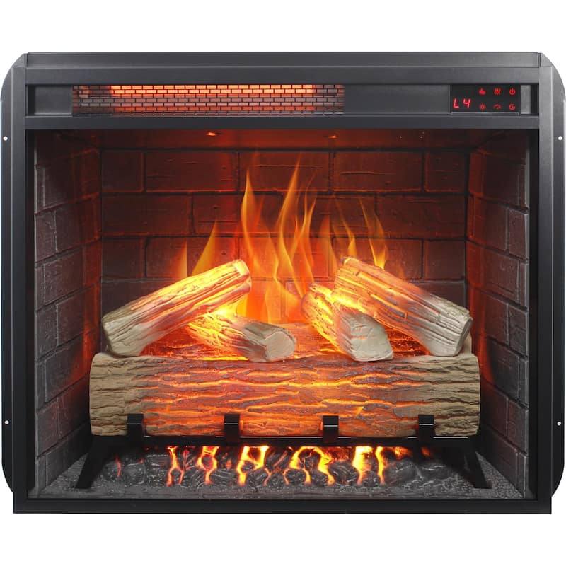 23"Infrared Heating Electric Fireplace Insert,With Log Set & Realistic Flame,Remote Control With Timer,Overheating Protection