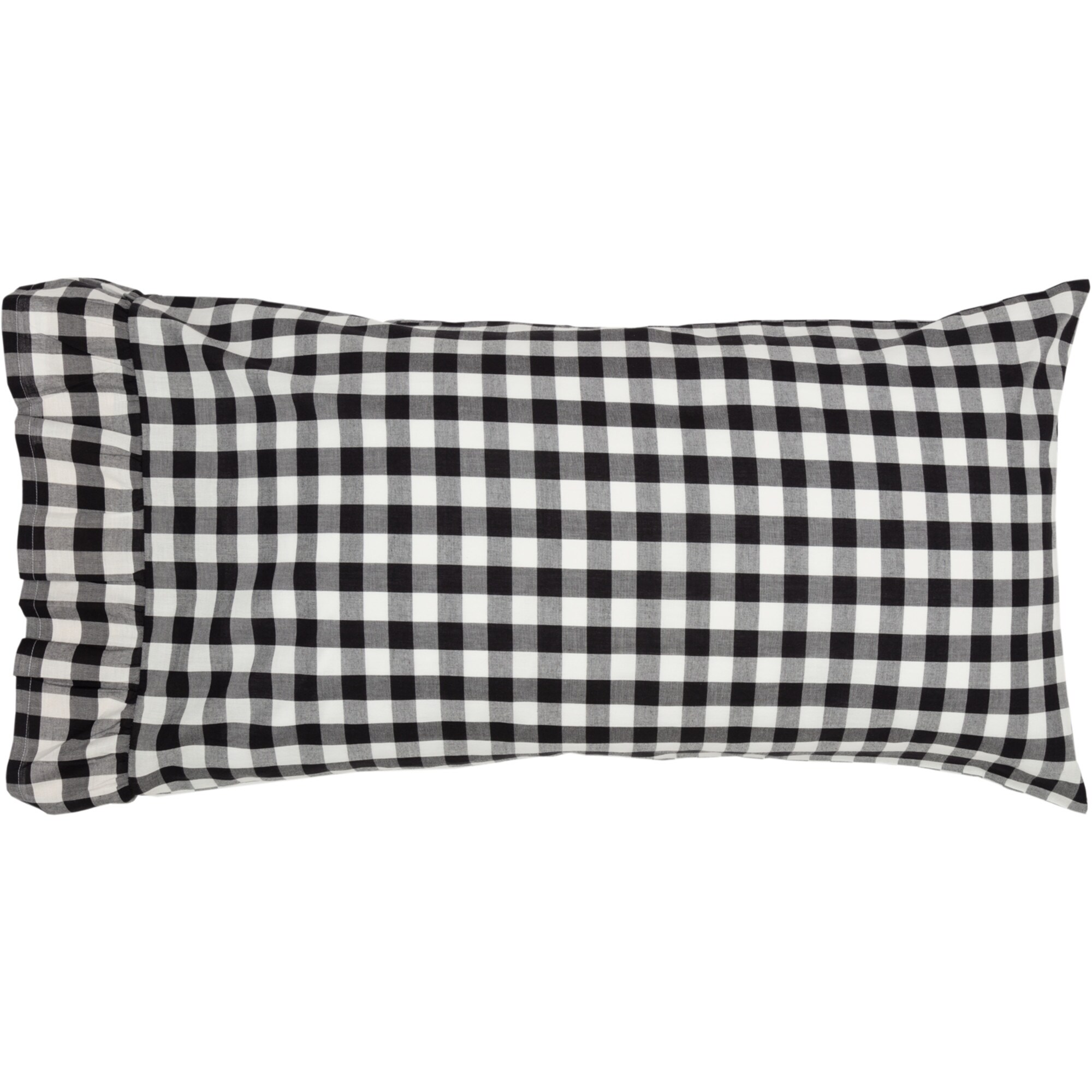 VHC Brands Farmhouse Bedding Annie Cotton Buffalo Check King Pillow Case Set of 2 Red Country 