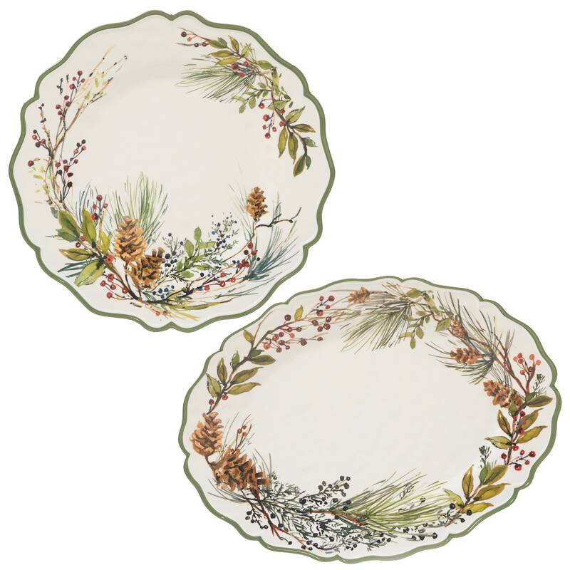 Certified International Winters Forest Melamine 2 pc Platter Serving Set - 18" x 13.5" x 0.25"