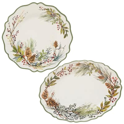 Certified International Winters Forest Melamine 2 pc Platter Serving Set - 18" x 13.5" x 0.25"