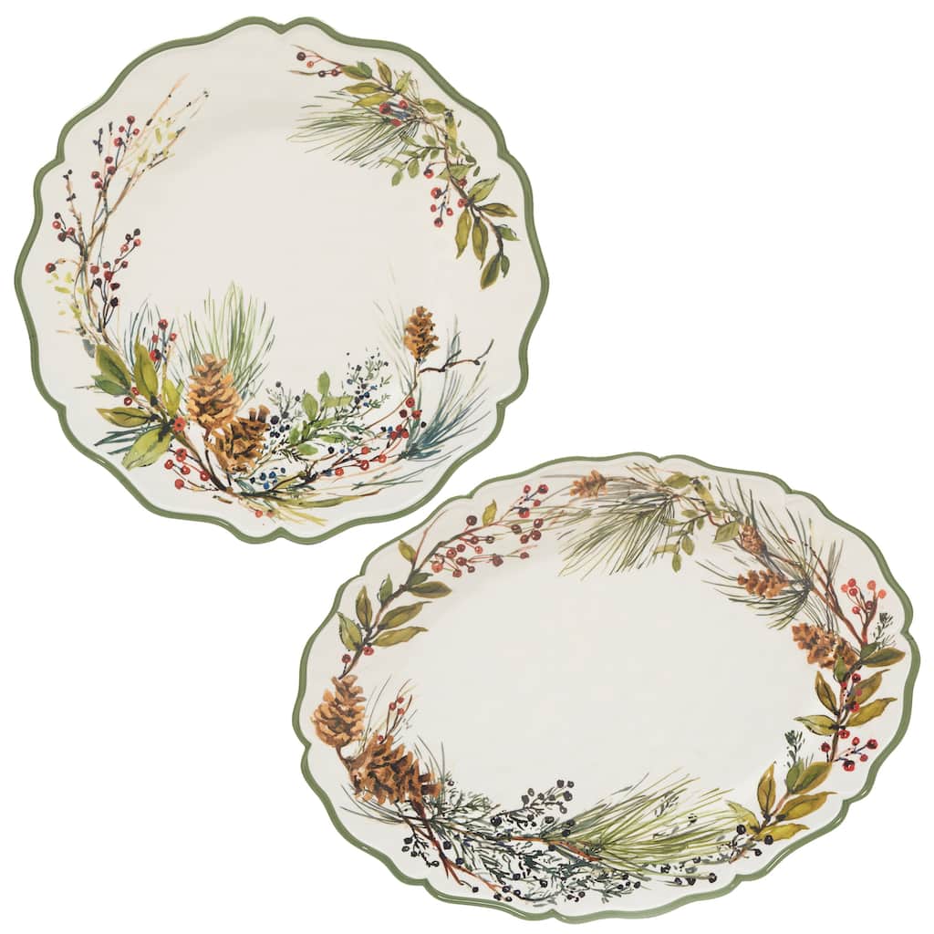 Certified International Winters Forest Melamine 2 pc Platter Serving Set - 18" x 13.5" x 0.25"