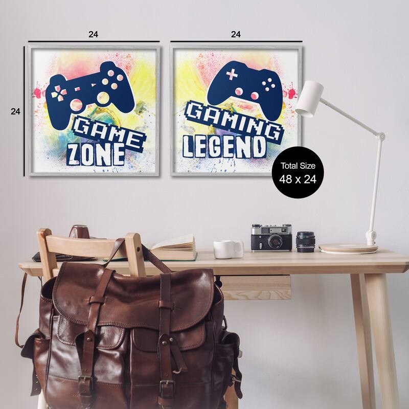 Stupell Retro Splatter Game Phrases Framed Giclee Art Design By Marcus Prime (Set of 2)