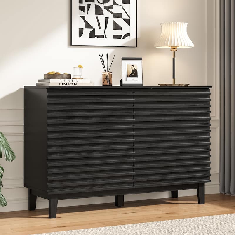 Fluted Dresser for Bedroom with 6 Drawers 47" Wide Chest of Drawers