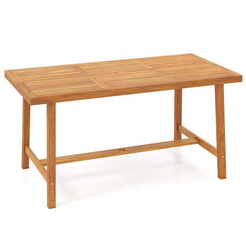 Costway 63" Acacia Wood Dining Table for 6 People with 1.97" Umbrella - See Details