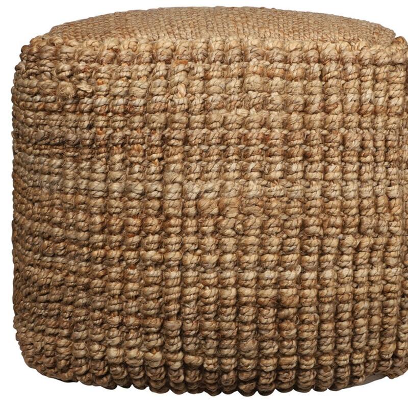 HomeRoots 18" Natural Jute Blend Cube Pouf Ottoman