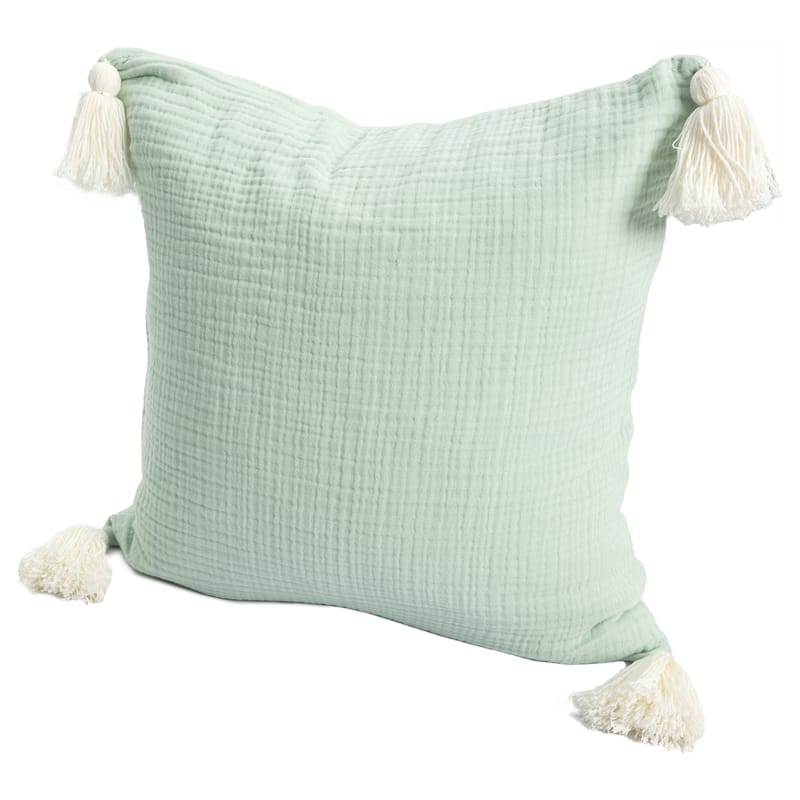 Sevita Solid Tasseled Turkish Cotton Throw Pillow