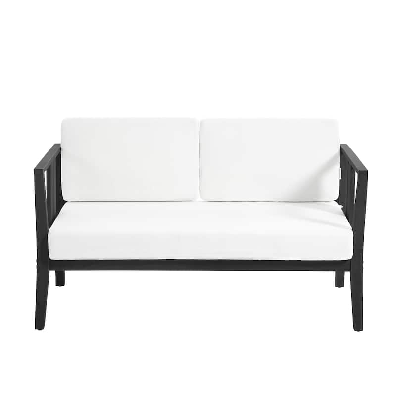 Outdoor Patio Wood Loveseat with Cushion