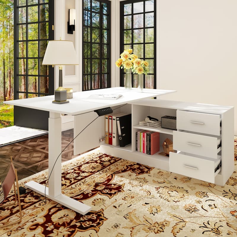 Super-Sized Standing Desk with Electric Lift - 63"x31.5"PC Desktop