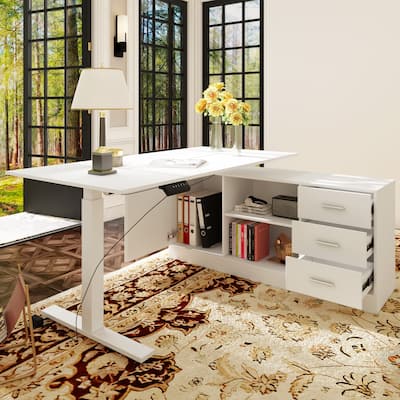 Super-Sized Standing Desk with Electric Lift - 63"x31.5"PC Desktop