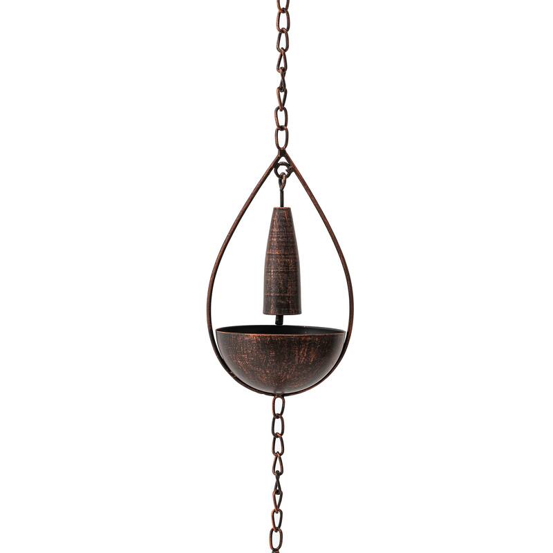 Glitzhome 8.5ft Faux Copper Bowl and Bell Shaped Rain Chain with Clip