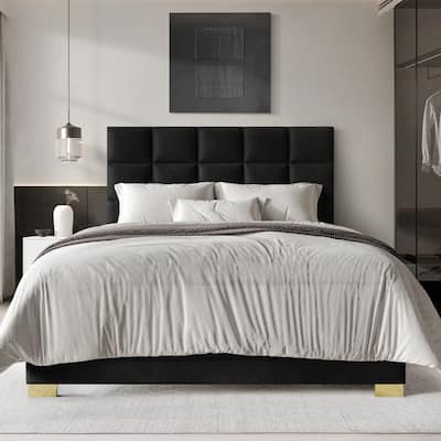 CraftPorch Modern Velvet Upholstered Bed