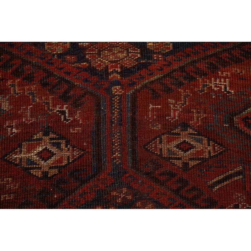 Pre-1900 Antique Vegetable Dye Qashqai Persian Orange Wool Carpet - 4'7" x 8'7"