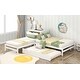 preview thumbnail 22 of 25, Full Size L-shaped Platform Beds with Drawers Linked with Built-in Rectangle Table and Twin Size Trundle.
