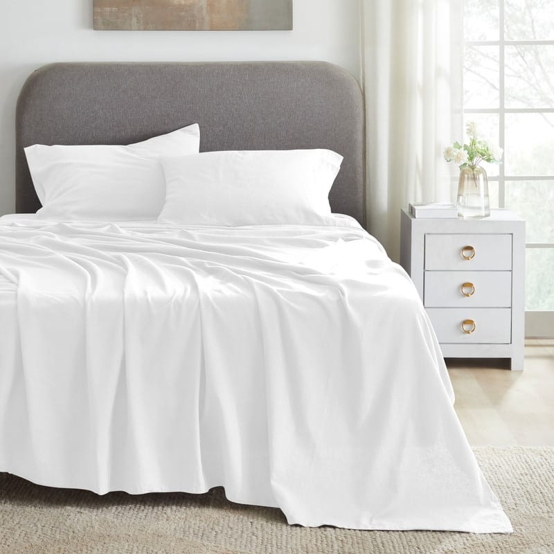 Blue Nile Mills Garment Washed Cotton Linen Blend Deep Pocket Sheet Set