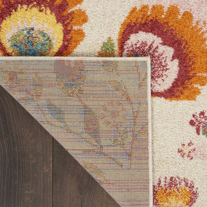 Civo Power Loomed Floral Traditional Low Pile Area Rug By HomeRoots - 90' X '27' X '0.25