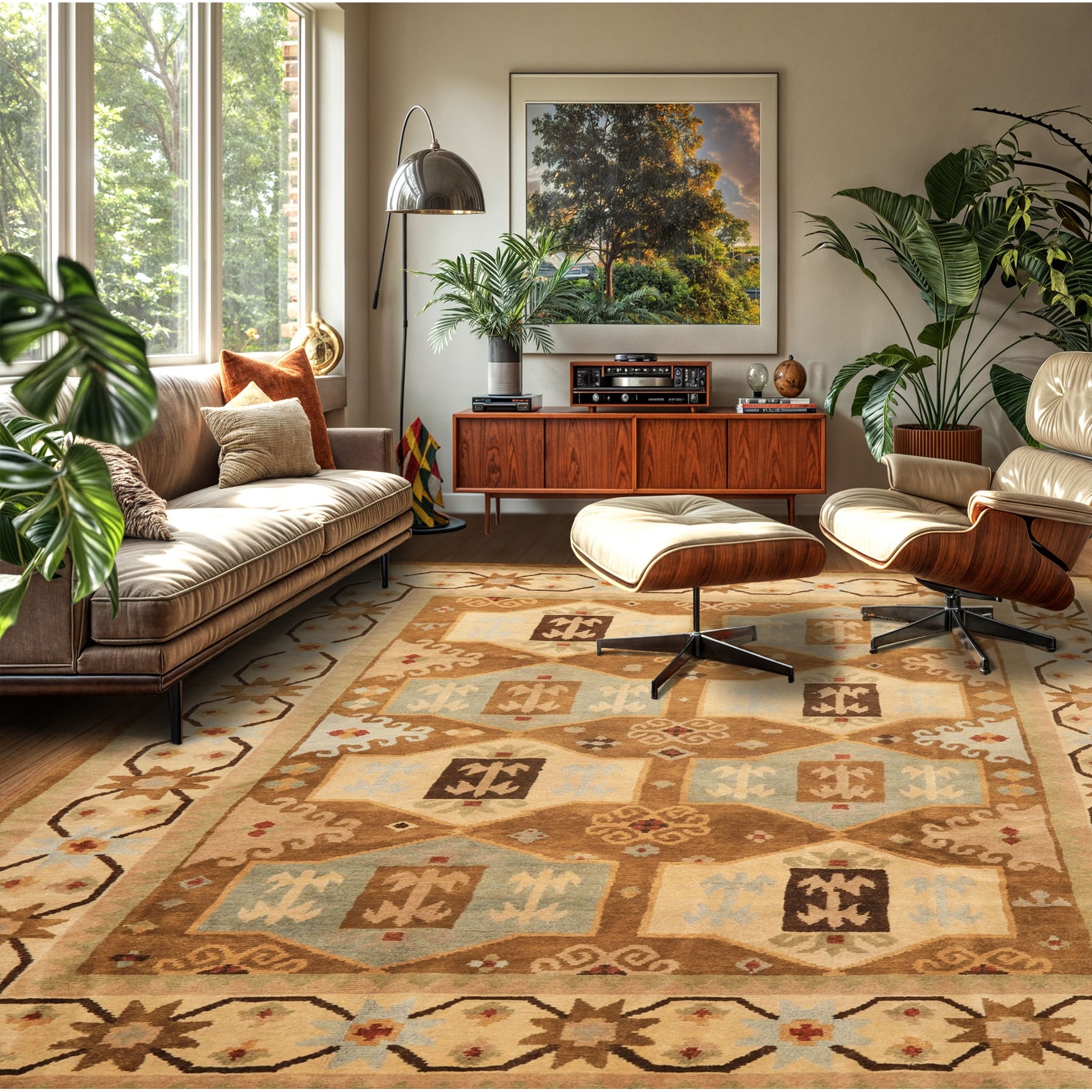 Hand Knotted 8'1''x9'11'' Beige Gold Wool Tibetan Rug - 8' 1'' x 9' 11''