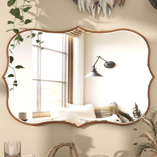 slide 2 of 12, Asymmetrical Gold Antique Bronze Accent Wall Mirror - 23.62"×35.4" Antique Gold