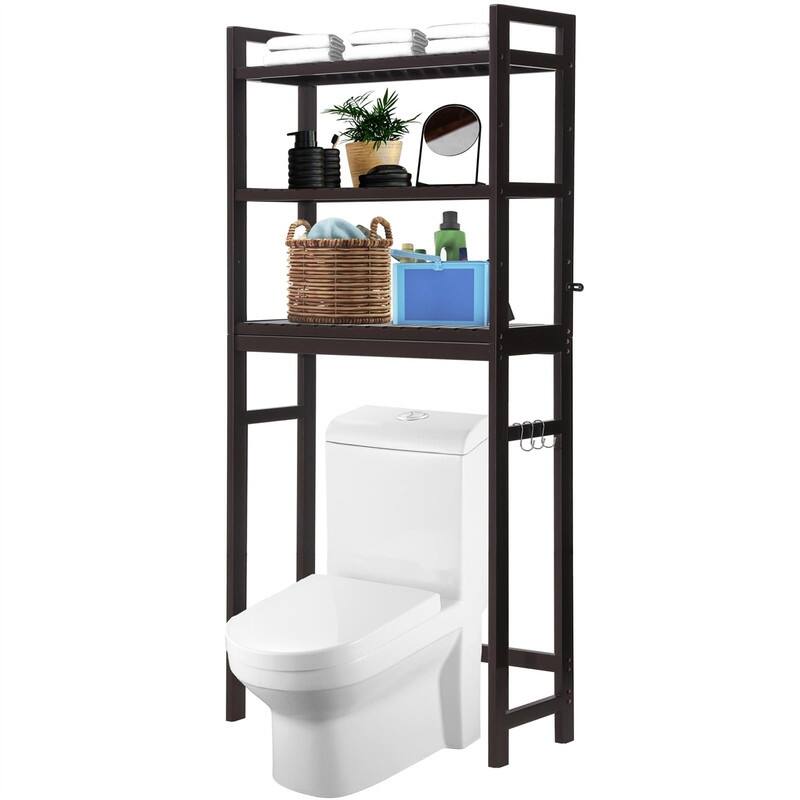 Over the Toilet Storage Cabinet - 10.3"D x24.8"W x 67"H - Dark Brown
