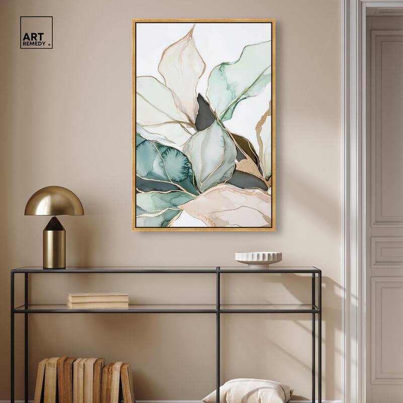 Pastel Leaves with Gold III Canvas by Art Remedy