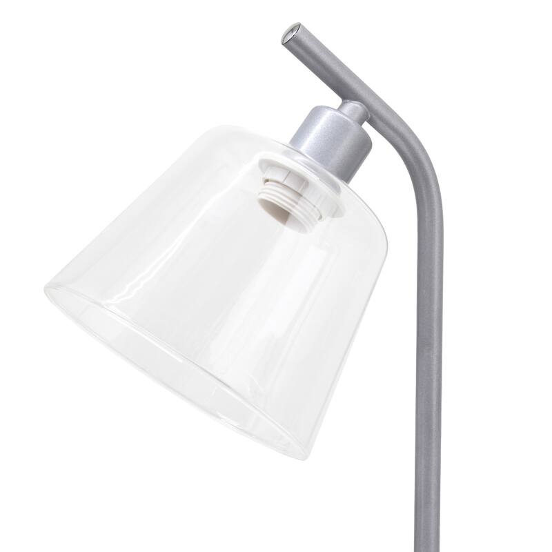 Angled Desk Lamp with Clear Ribbed Glass Shade - 15.75" - Silver