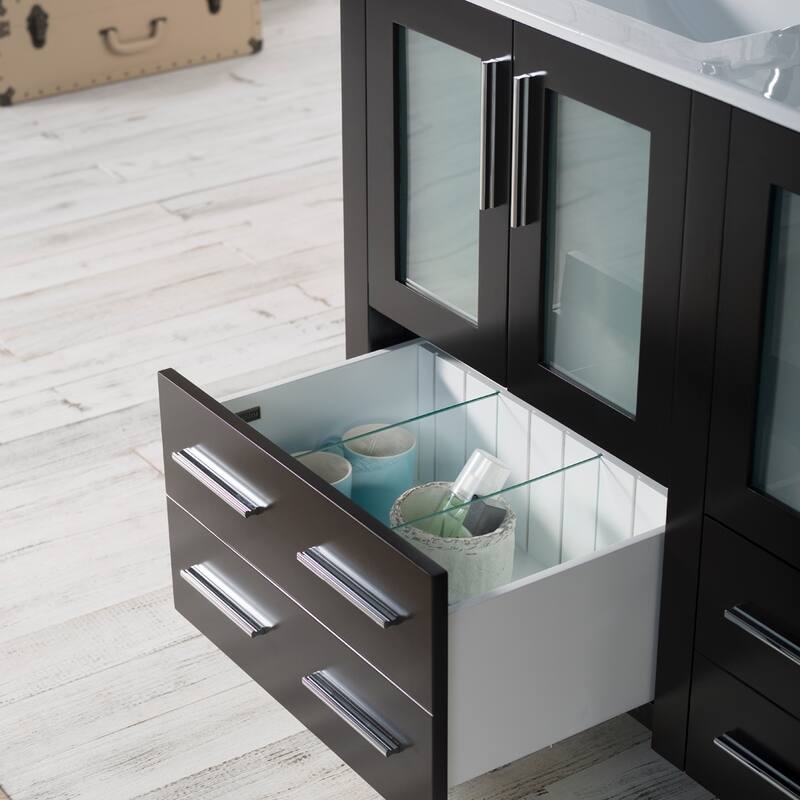 Blossom Solid Wood Double Bathroom Vanity w/ Ceramic Sink & Base