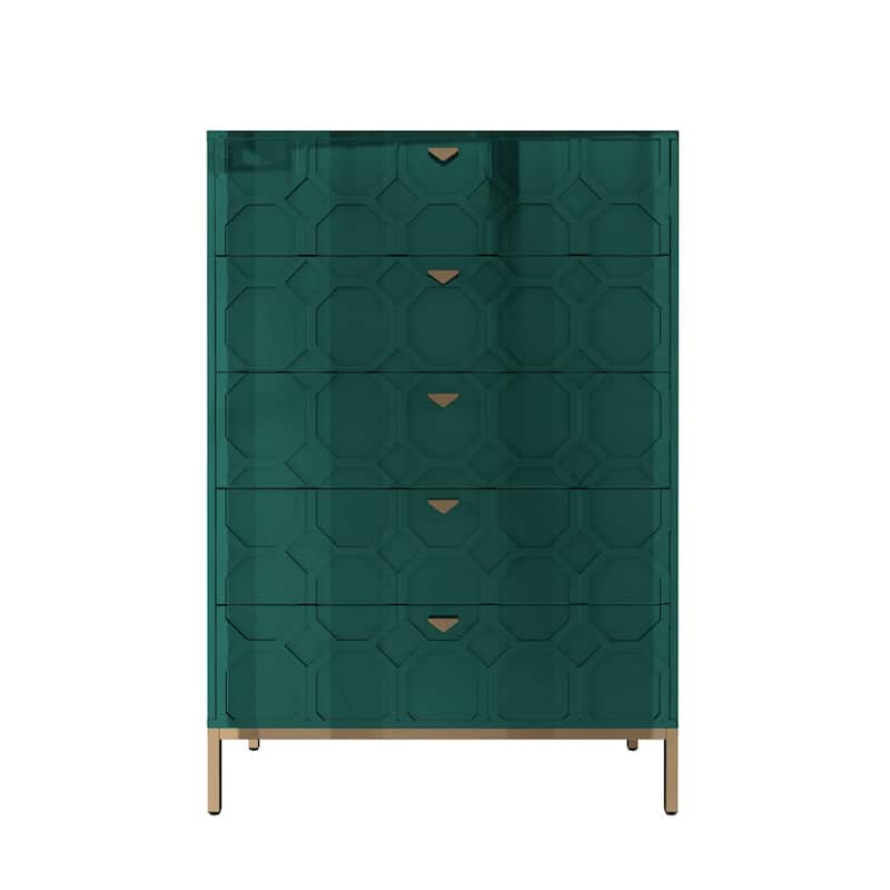 5 drawers cabinet, Modern Chest Drawers with Metal Legs for Bedroom, Entryway
