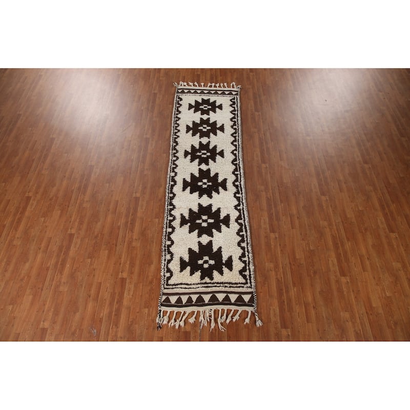 Natural Dye Kurdish Turkish Runner Rug Hand-knotted Wool Carpet - 3'4"x 11'4"