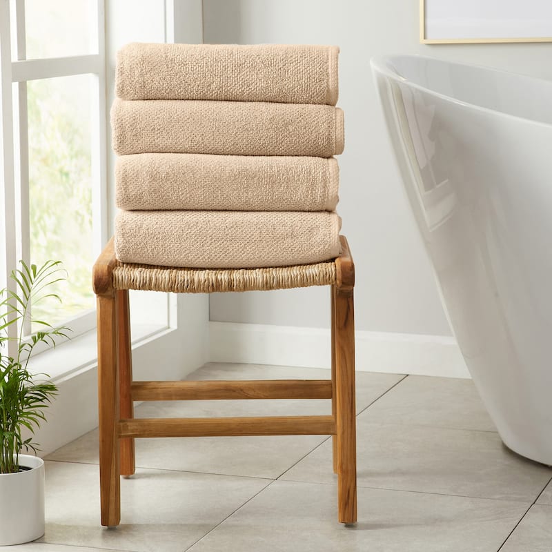 100% Cotton Acacia Collection Ultra Absorbant Popcorn Bath Towels - Bath Towel (Pack of 4) - Taupe