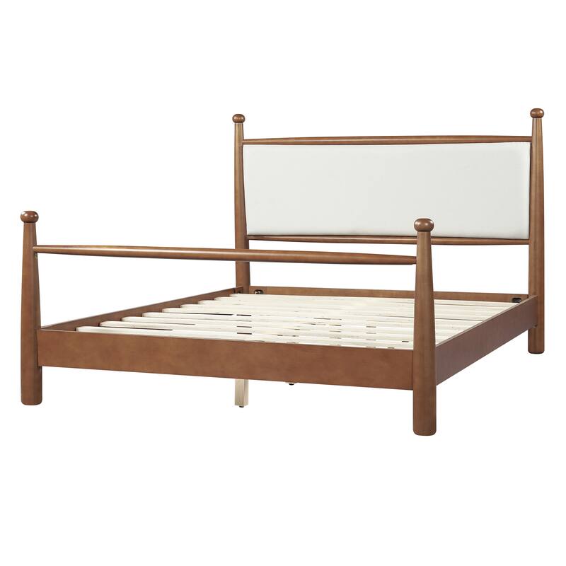 Christopher Knight Home Aurelius Poplar Upholstered Solid Poplar and Plywood Bed Frame with Soft Headboard