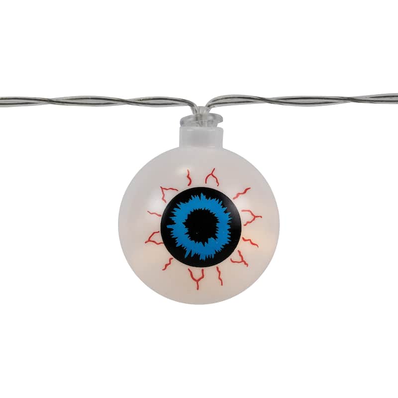 Bloodshot Eyeball Halloween Lights - Warm White LED - 4.5' Clear Wire - 10ct