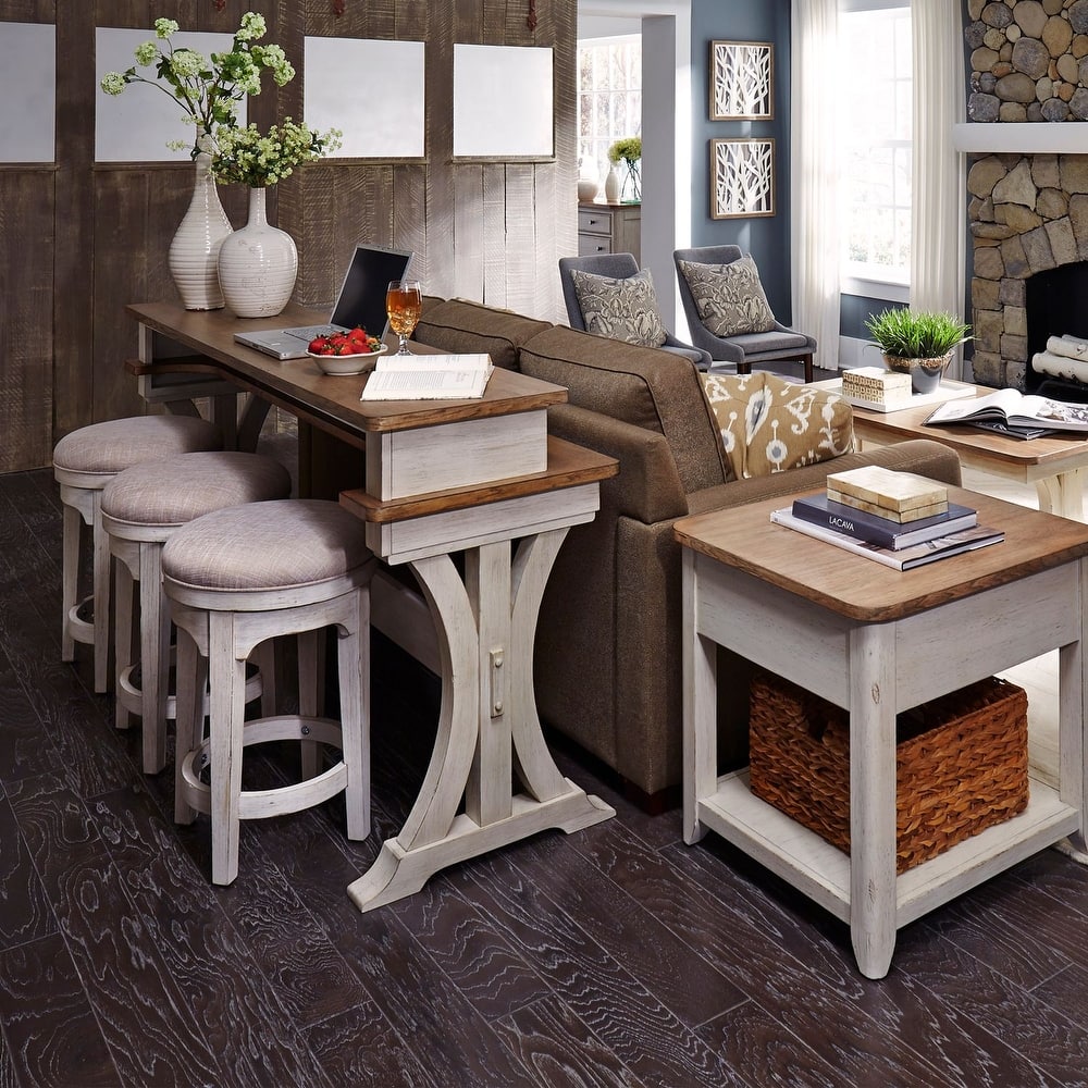 Farmhouse Reimagined Antique White with Chestnut 4 Piece Set