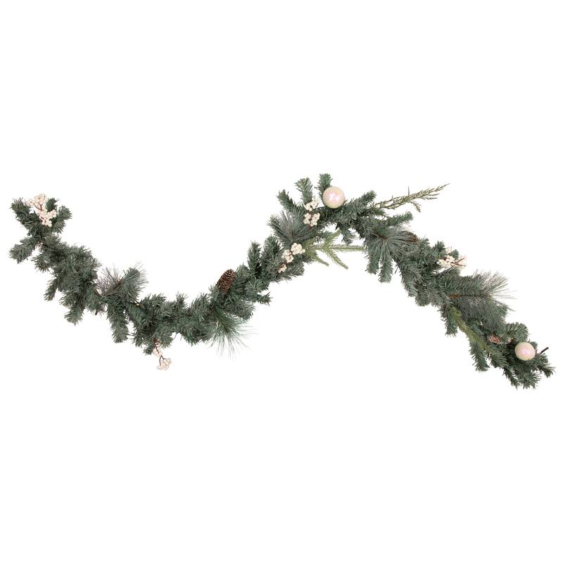 6'x12" Decorated Pine Artificial Christmas Garl& Warm White LED