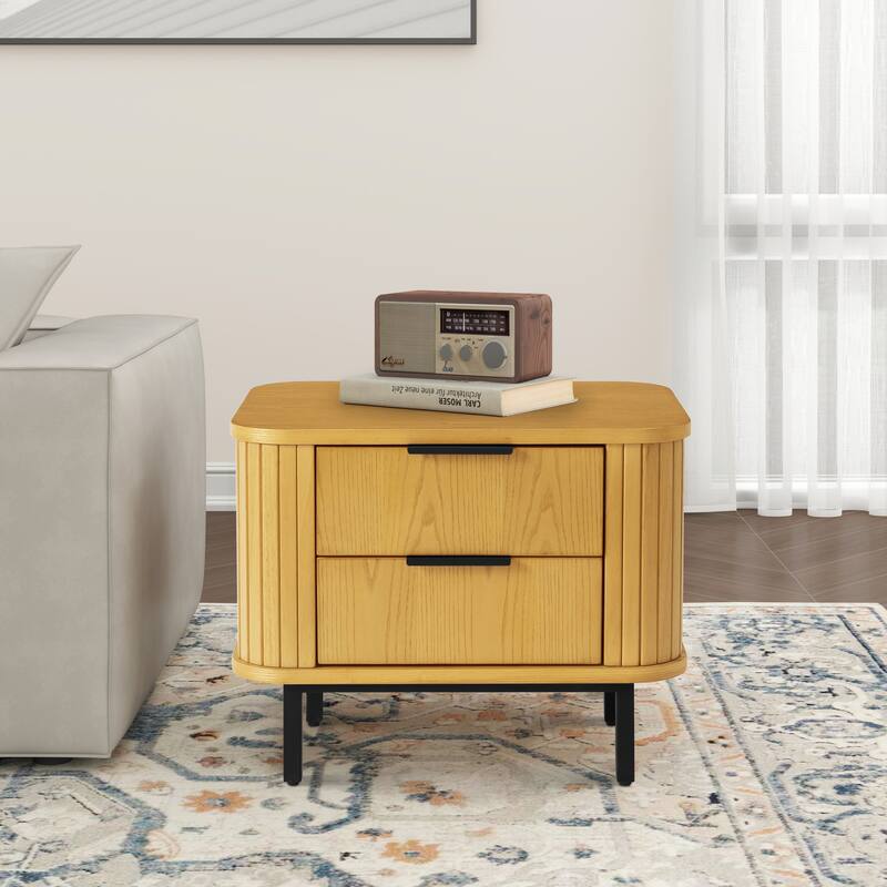 2-Drawer Nightstand Wood End Table