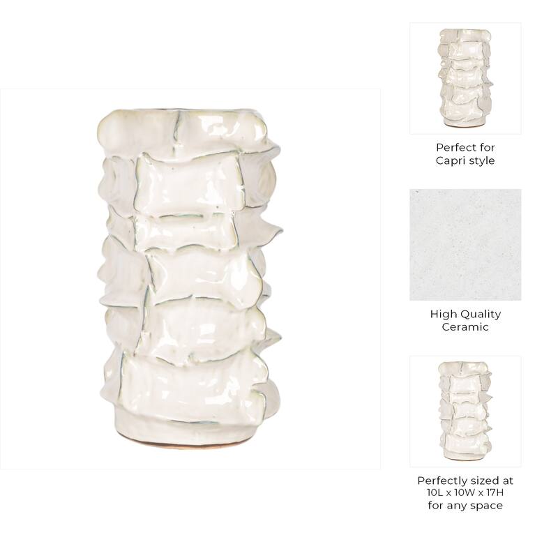Ceramic Decorative Vase Accent Piece Glazed Finish Capri Style